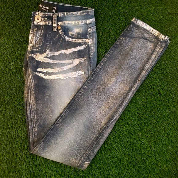 Metallic Distressed Style Jeans (Women's Size 1) - Picture 2 of 4